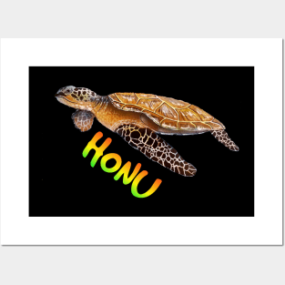 Hawaiian sea turtle Posters and Art